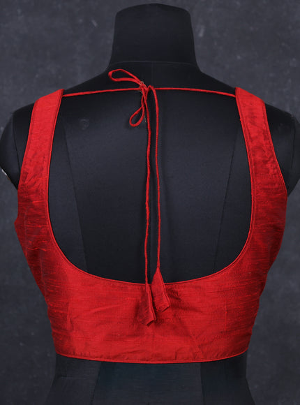 Maroon raw silk readymade blouse Maroon and Sleeveless style