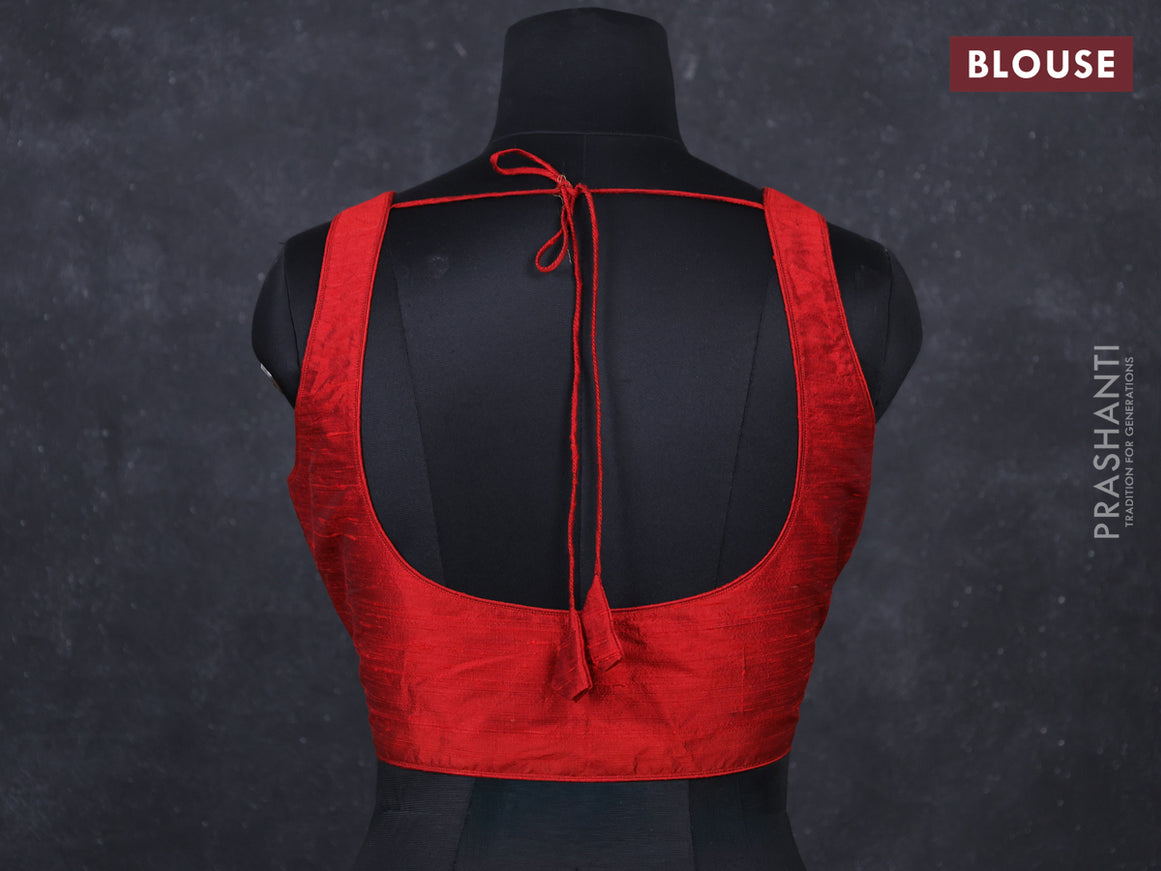 Maroon raw silk readymade blouse Maroon and Sleeveless style