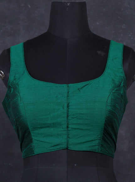 Green raw silk readymade blouse green and Sleeveless style