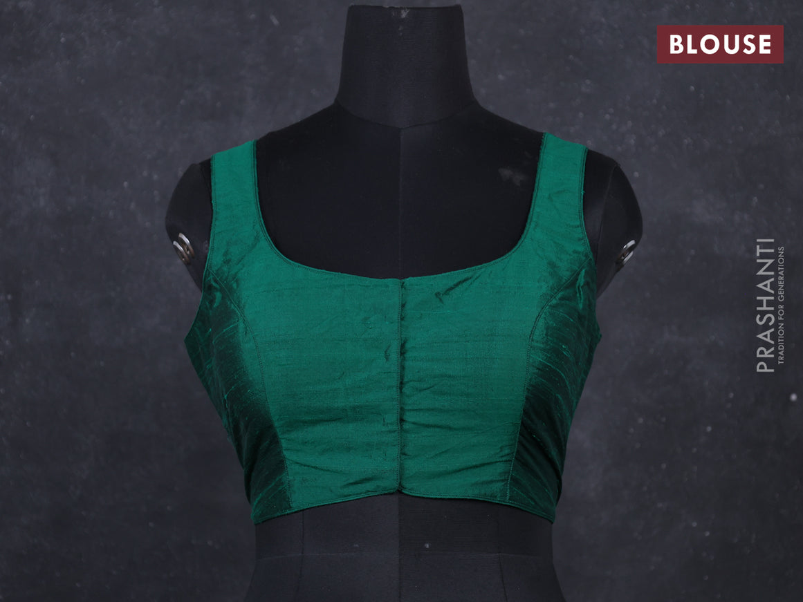 Green raw silk readymade blouse green and Sleeveless style