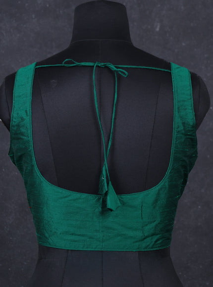 Green raw silk readymade blouse green and Sleeveless style
