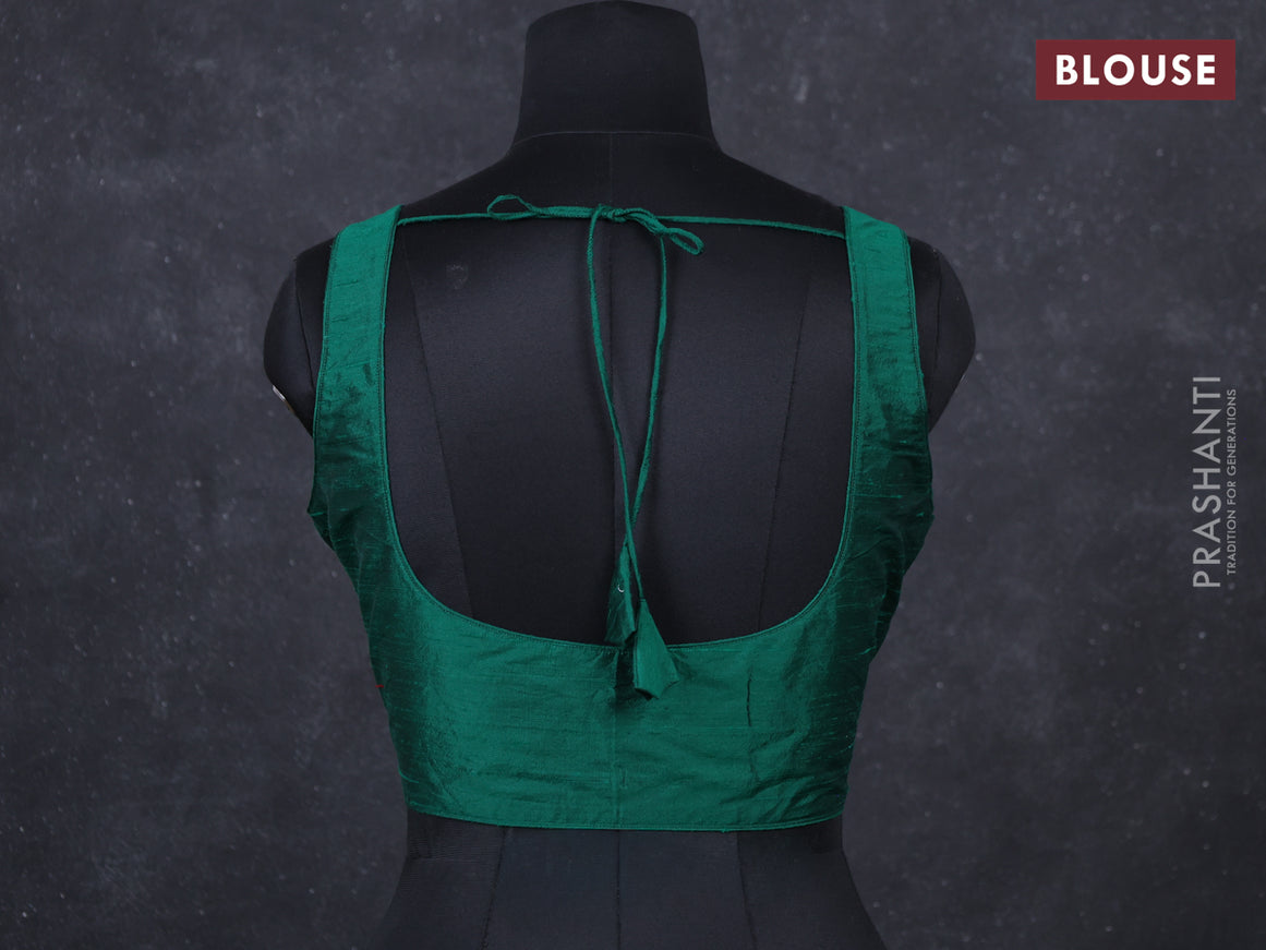 Green raw silk readymade blouse green and Sleeveless style