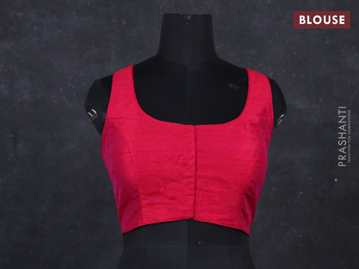 Pink raw silk readymade blouse pink and Sleeveless style