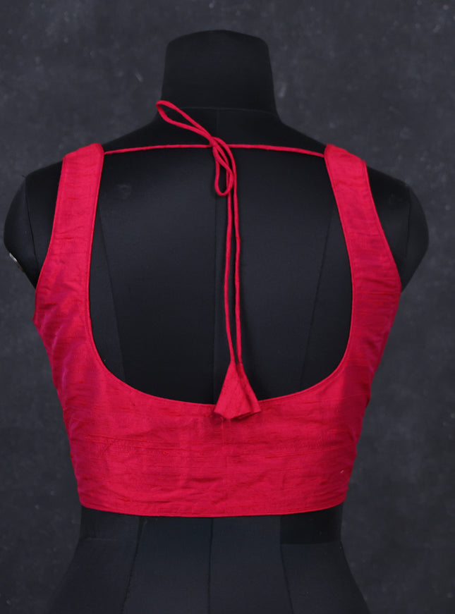 Pink raw silk readymade blouse pink and Sleeveless style