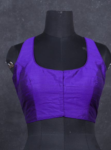 Blue raw silk readymade blouse blue and Sleeveless style