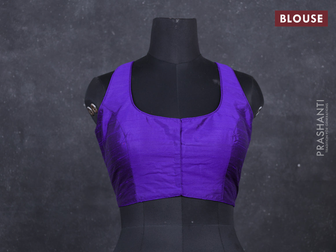 Blue raw silk readymade blouse blue and Sleeveless style