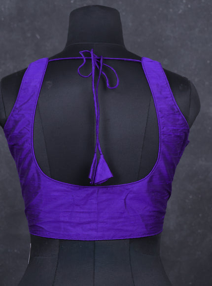 Blue raw silk readymade blouse blue and Sleeveless style