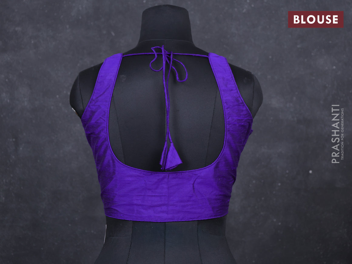 Blue raw silk readymade blouse blue and Sleeveless style