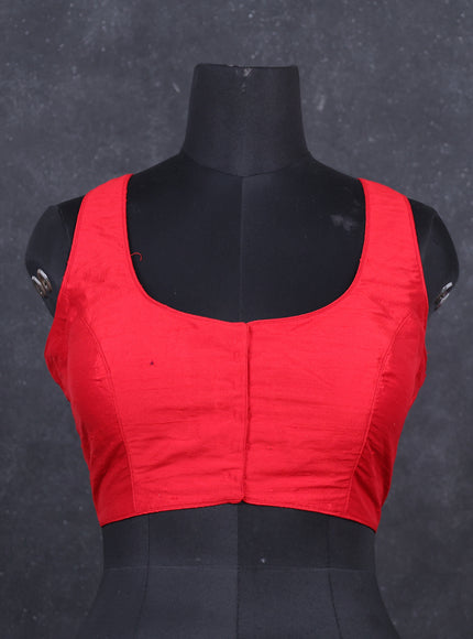 Red raw silk readymade blouse red and Sleeveless style