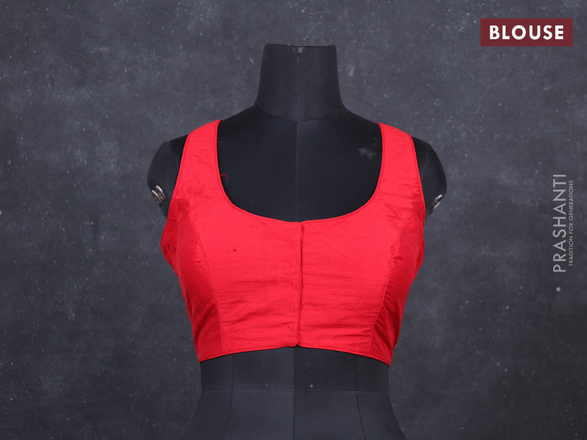 Red raw silk readymade blouse red and Sleeveless style