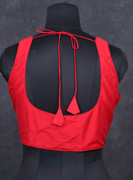 Red raw silk readymade blouse red and Sleeveless style