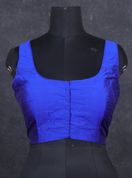 Blue raw silk readymade blouse blue and Sleeveless style