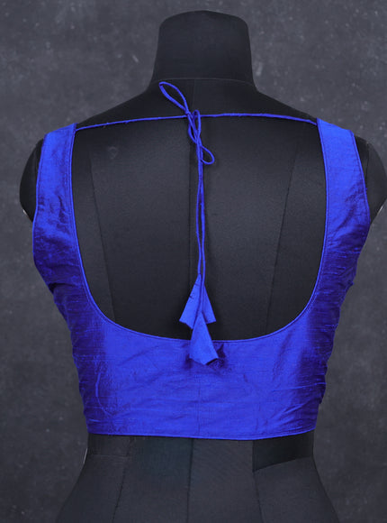 Blue raw silk readymade blouse blue and Sleeveless style