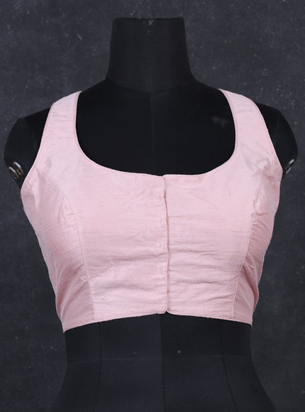 Baby pink raw silk readymade blouse baby pink and Sleeveless style