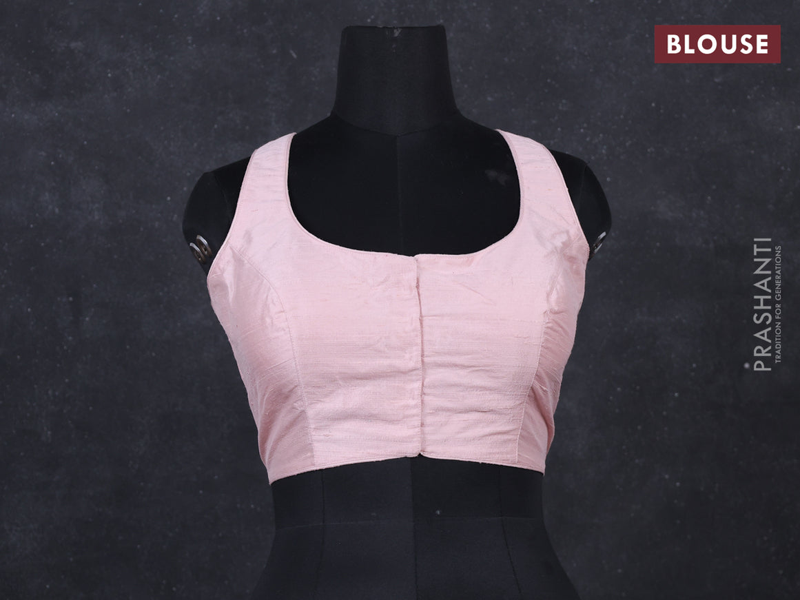 Baby pink raw silk readymade blouse baby pink and Sleeveless style