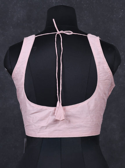 Baby pink raw silk readymade blouse baby pink and Sleeveless style
