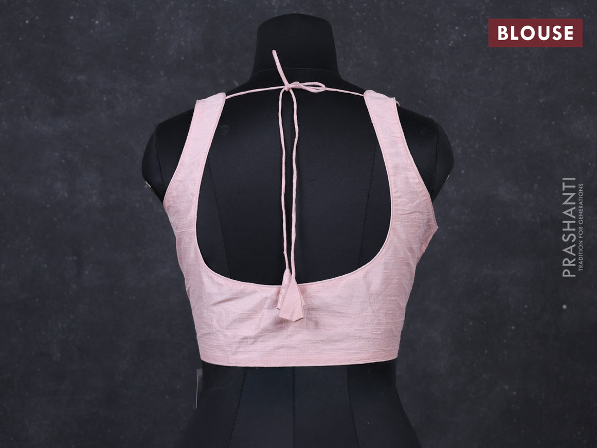 Baby pink raw silk readymade blouse baby pink and Sleeveless style