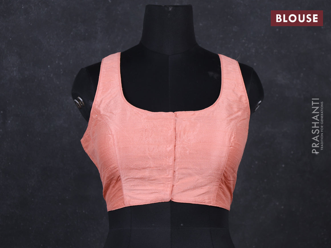 Peach raw silk readymade blouse peach and Sleeveless style