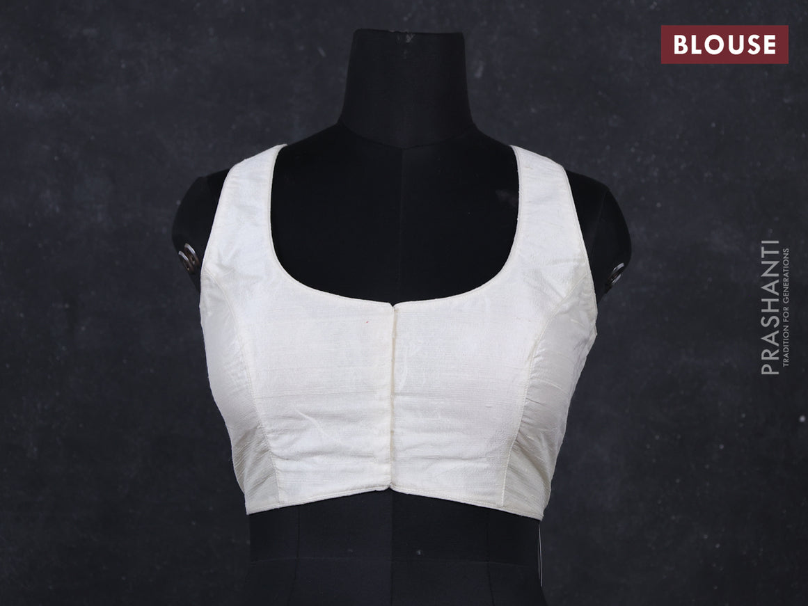 Off white raw silk readymade blouse off white and Sleeveless style