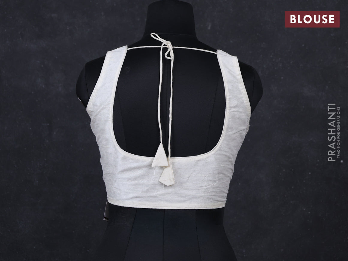 Off white raw silk readymade blouse off white and Sleeveless style