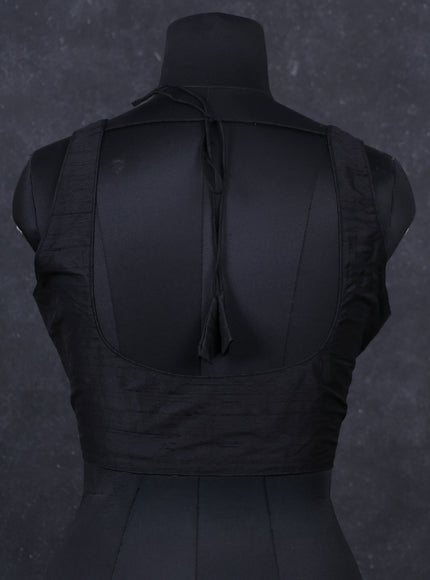 Black raw silk readymade blouse black and Sleeveless style