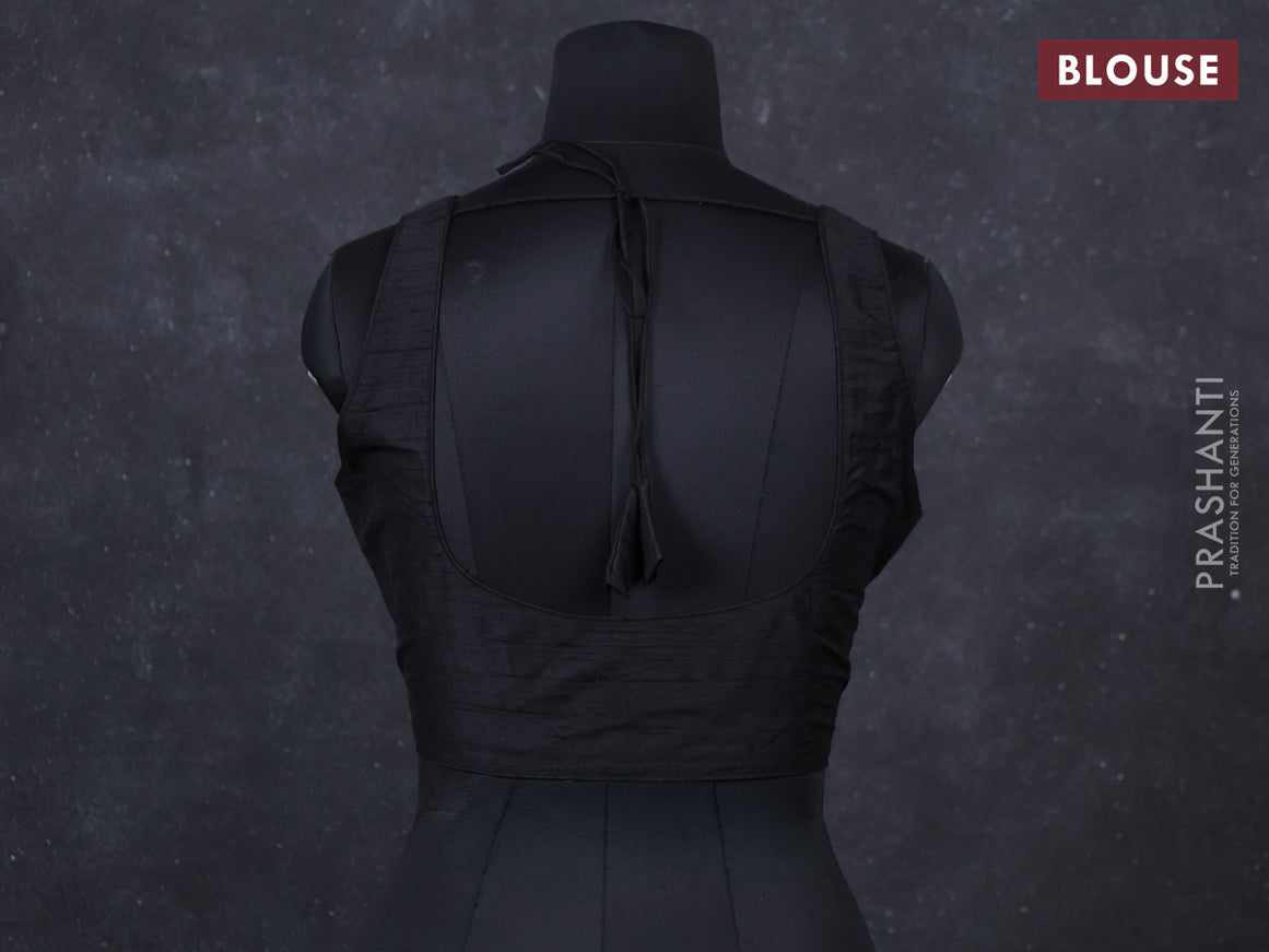 Black raw silk readymade blouse black and Sleeveless style