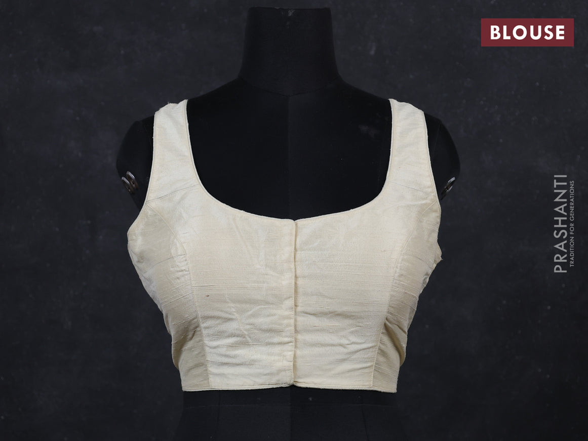 Off white raw silk readymade blouse off white and Sleeveless style