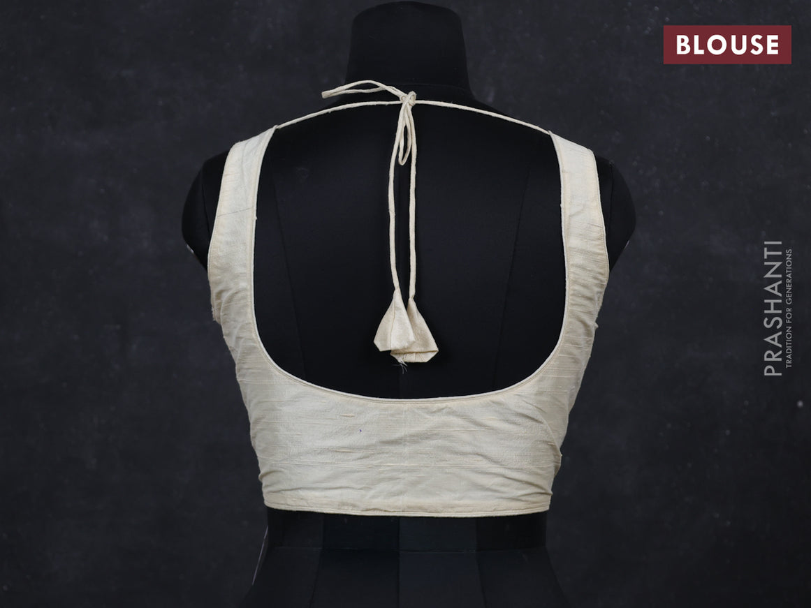 Off white raw silk readymade blouse off white and Sleeveless style