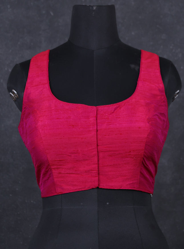 Pink raw silk readymade blouse pink and Sleeveless style
