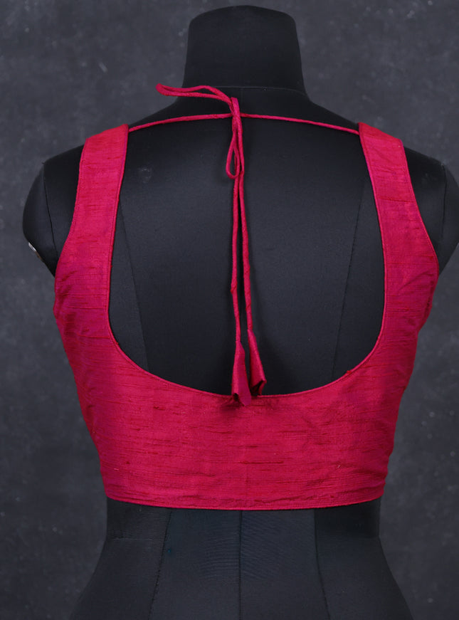 Pink raw silk readymade blouse pink and Sleeveless style