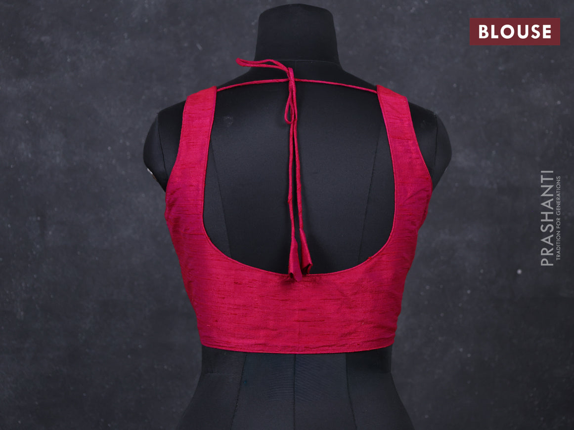 Pink raw silk readymade blouse pink and Sleeveless style