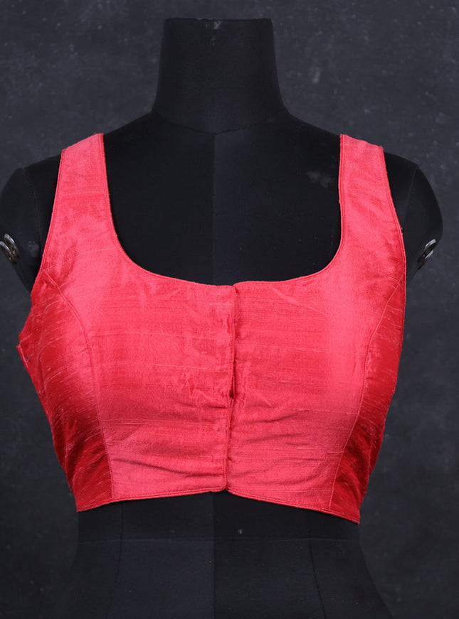 Peach raw silk readymade blouse peach and Sleeveless style