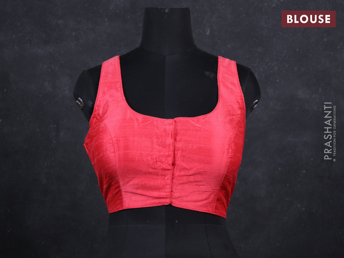 Peach raw silk readymade blouse peach and Sleeveless style