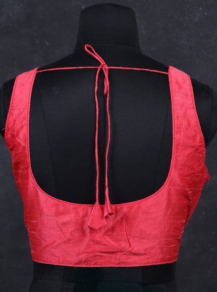 Peach raw silk readymade blouse peach and Sleeveless style
