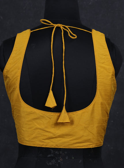 Mustard yellow raw silk raedymade blouse mustard yellow and Sleeveless style