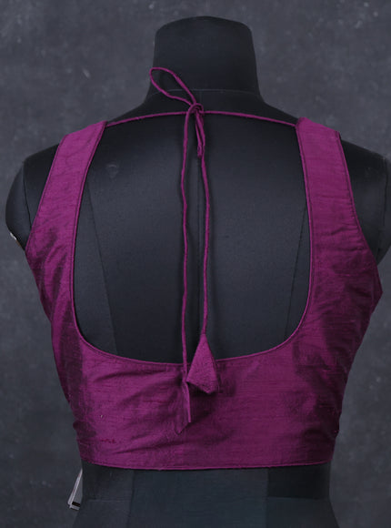 purple raw silk readymade blouse purple and Sleeveless style
