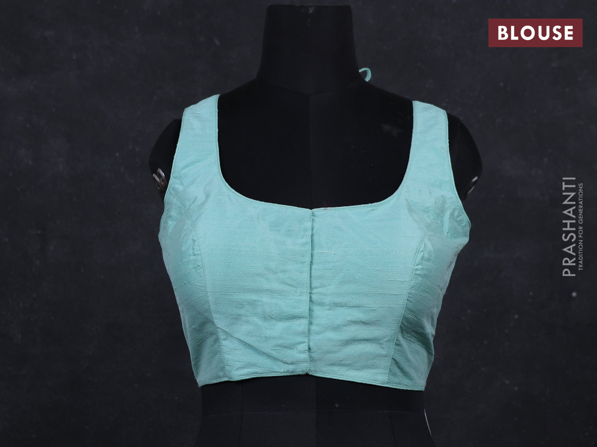 Teal raw silk readymade blouse Teal and Sleeveless style