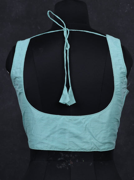 Teal raw silk readymade blouse Teal and Sleeveless style