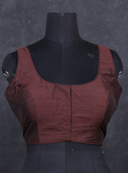 Brown raw silk readymade blouse brown and Sleeveless style