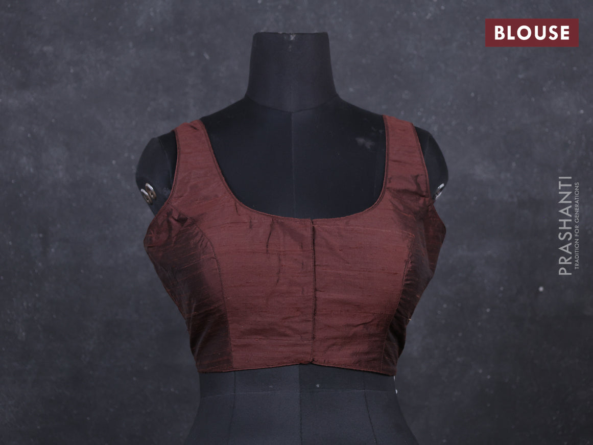 Brown raw silk readymade blouse brown and Sleeveless style