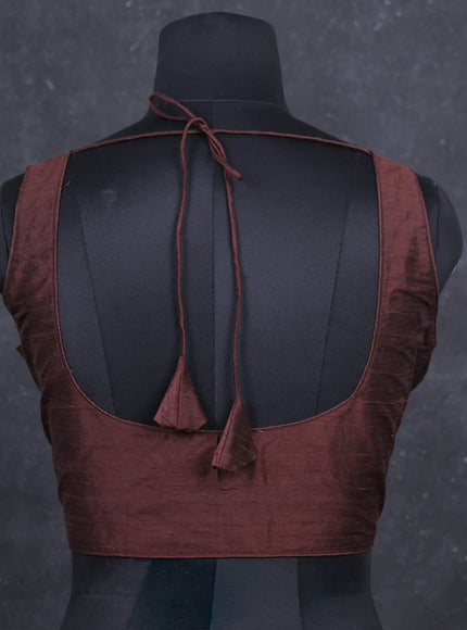 Brown raw silk readymade blouse brown and Sleeveless style