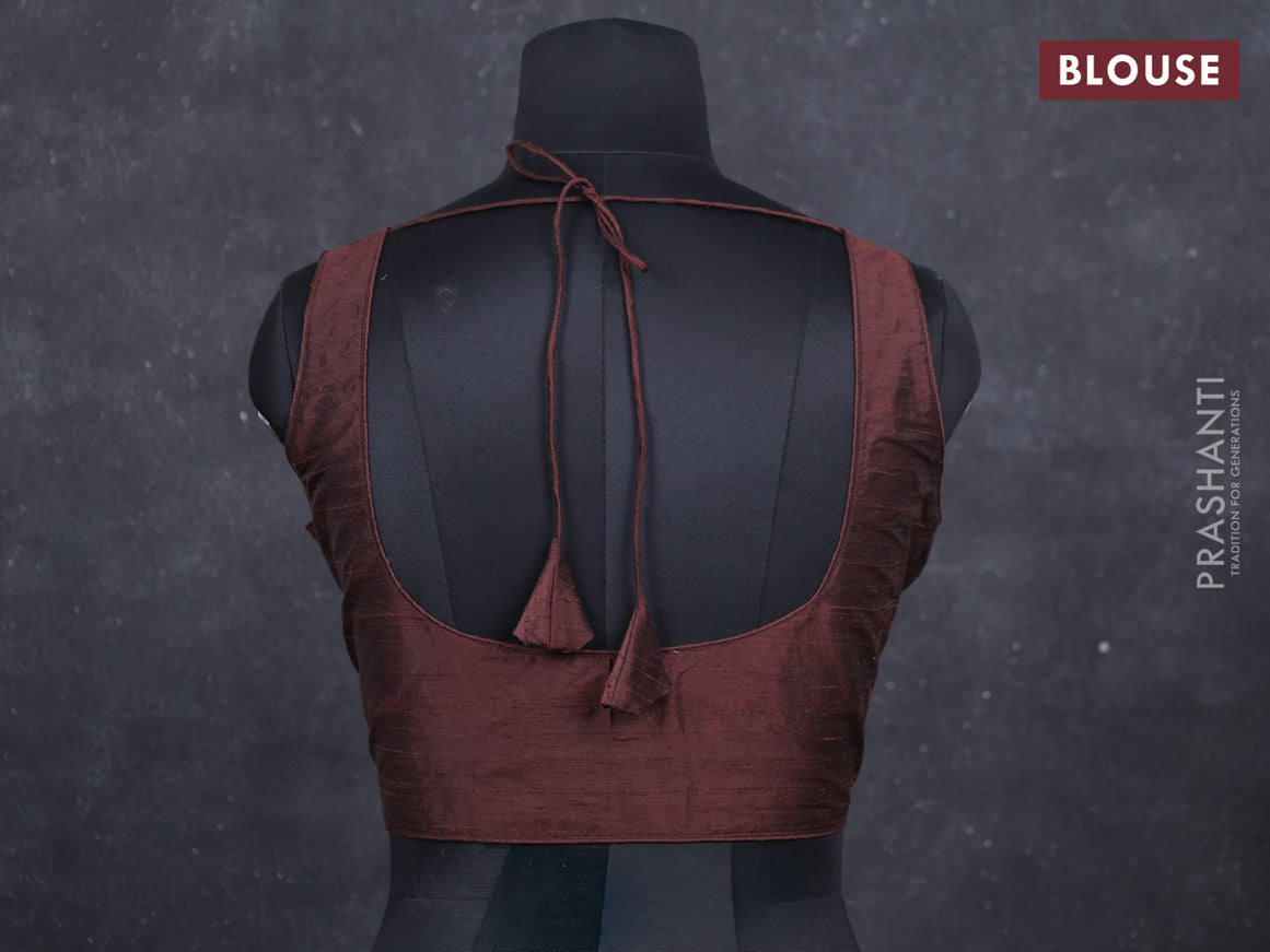 Brown raw silk readymade blouse brown and Sleeveless style