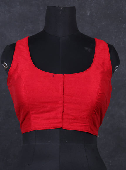 Red raw silk readymade blouse red and Sleeveless style