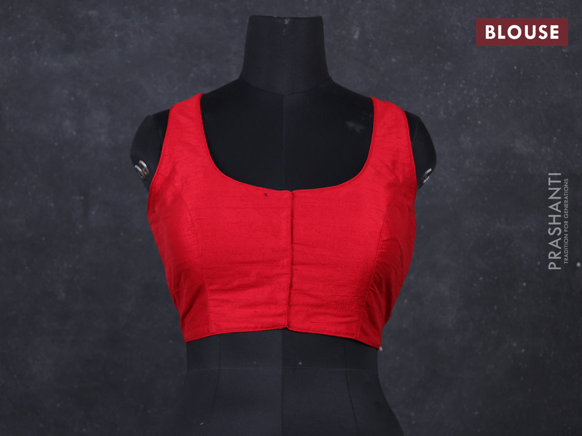 Red raw silk readymade blouse red and Sleeveless style