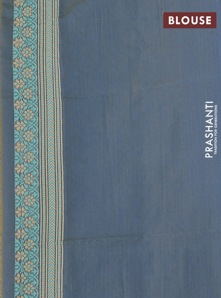 Banarasi silk cotton saree grey with allover thread weaves and woven border