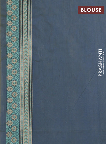 Banarasi silk cotton saree grey with allover thread weaves and woven border