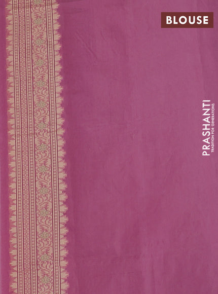 Banarasi silk cotton saree peach pink with allover thread weaves and woven border