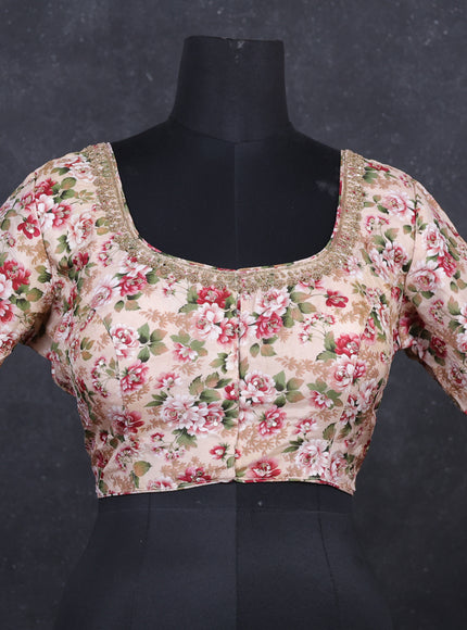 Beige Raw silk readymade blouse