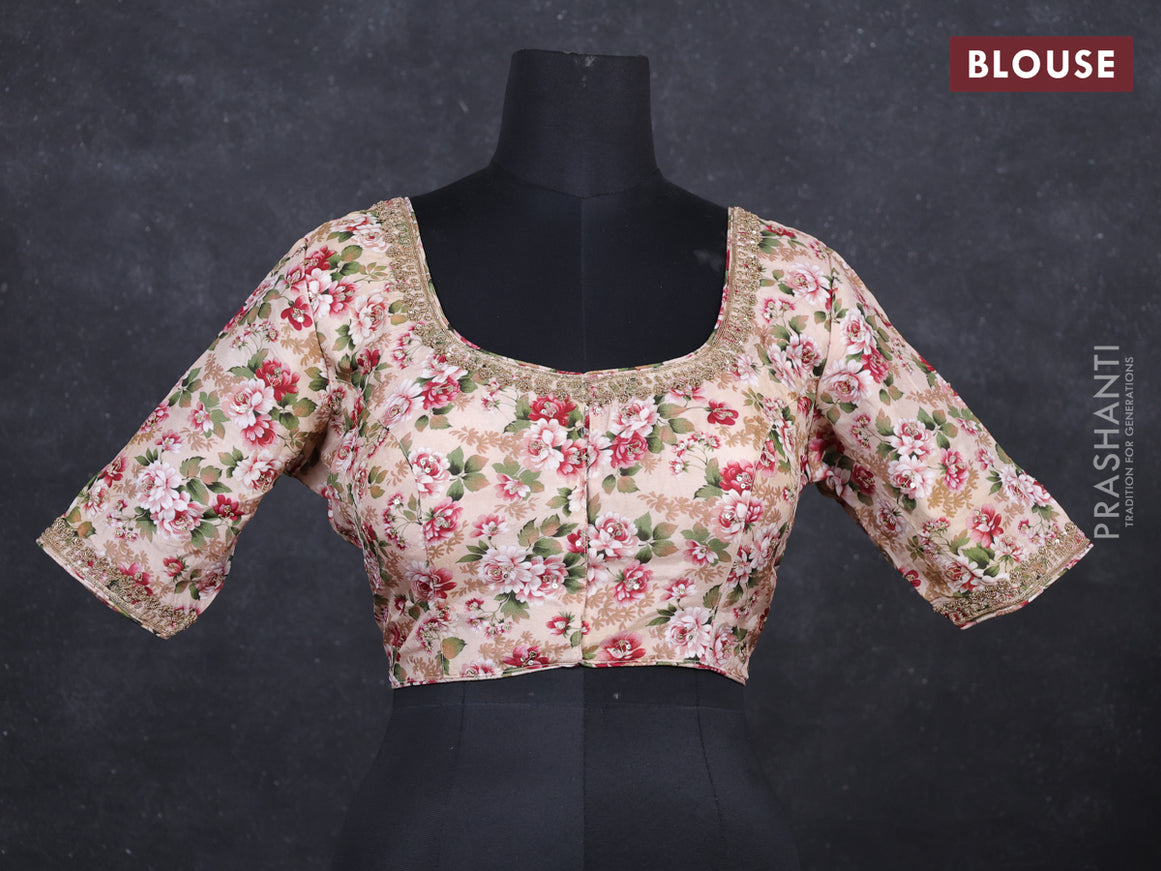 Beige Raw silk readymade blouse