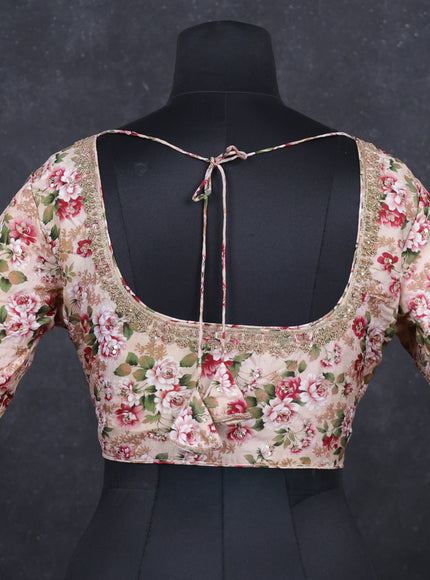Beige Raw silk readymade blouse